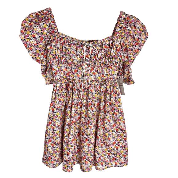 NWT For Love & Lemons Libby Mini Dress | Floral Pink Yellow | SZ M - Picture 5 of 15